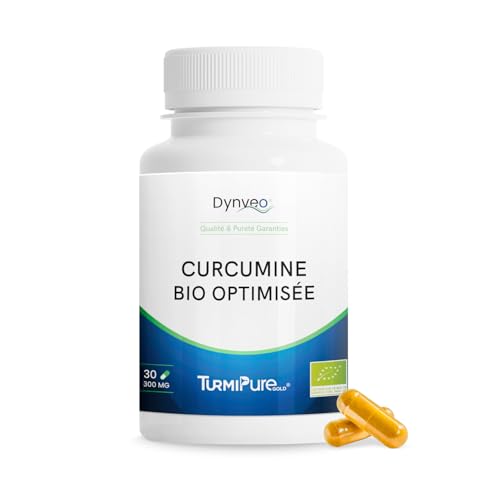 Curcumine BIO Optimisée qualité TurmiPure Gold® - 95% Curcuminoïdes - Articulations Circulation - 340 fois plus Biodisponible - 30 Gélules Vegan Fabriqué France - Dynveo
