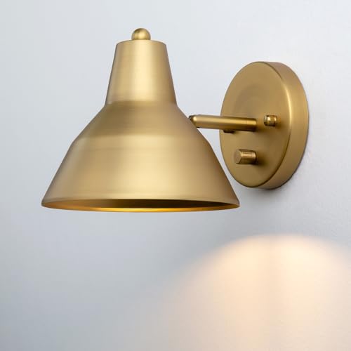 Image of Yosoan 1-Light Antique Indoor Vanity Wall Sconce with Dimming On Off Switch | Hardwired Vintage Fixture with 6.89 inch Bowl Metal Shade Reading Bedroom Bunk