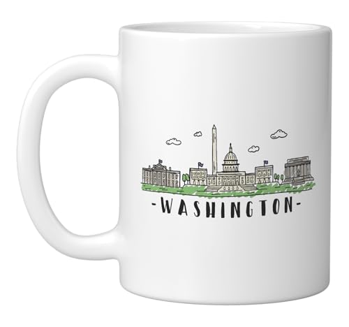 Taza cerámica vintage Washington DC Skyline blanca miniatura 1