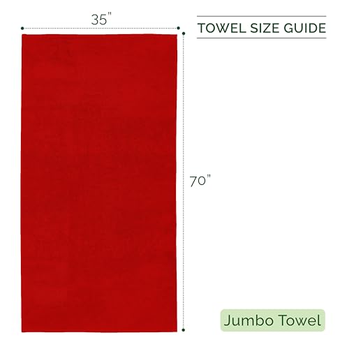 Image of Elegant Comfort Three Line Popcorn Towel Set for Bathroom 35 x 70 inches, Premium Hotel Quality 1-Pack Jumbo Towels, 100% Turkish Cotton, Soft and Durable, Quick Dry and Highly Absorbent, Red