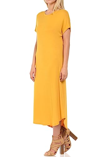 Image of iconic luxe Women's A Line Short Sleeve T Shirt Midi Dress Summer Casual