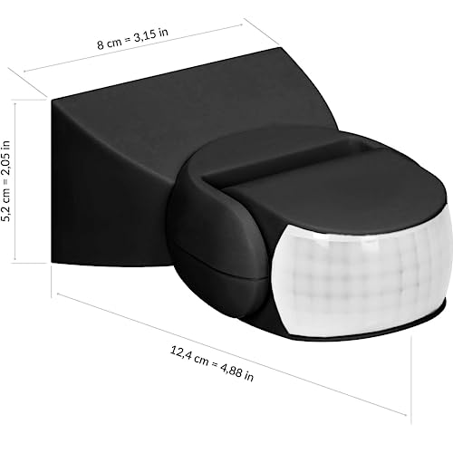 Miratic Czujnik Ruchu na zwewnętrz regulacja pozioma i pionowa 180 stopni IP65 1200W (czarny)