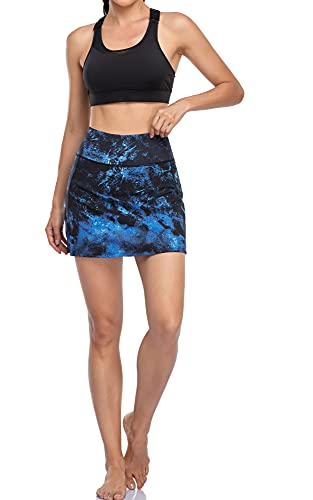 Women's Active Athletic Skirt Sports Golf Tennis Running Pockets Skort Galaxy Black Blue X-Large - Thumbnail 6