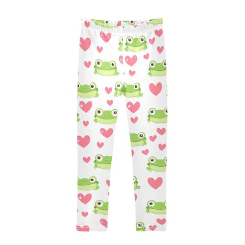 Wusikd Green Frogs Heart Girls' Leggings Toddler Doodles Cute Kids Yoga Pants Dance Active Tights 4T - Main Image