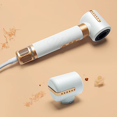 Foto von Haartrockner Warmluftbürste Set, Rundbürstenföhn, 7 IN 1 Föhnbürste mit 7 austauschbaren Fässern, Air Hairstyler Negativ Ionen Massage Heißluftbürste Lockenstab Heißwindkämme Air Styler (White)