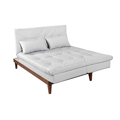 Sofá Cama 3 Lugares Versátil Madero Império Estofados Branco