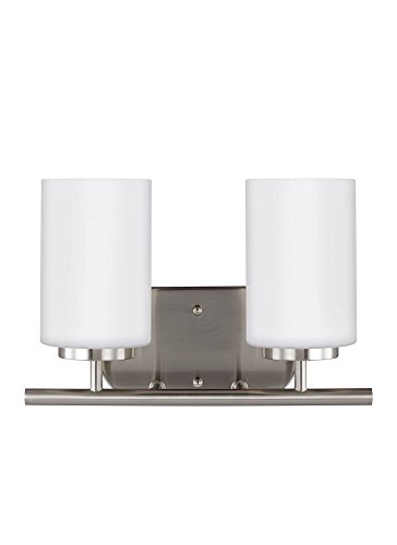 Image of Generation Lighting 41161EN3-962 Oslo Two - Light Wall /Bath Vanity Style Fixture, Brushed Nickel, 100 Total Watts, 8.5 Inch Height, 12.5 Inch Wide, Steel Construction