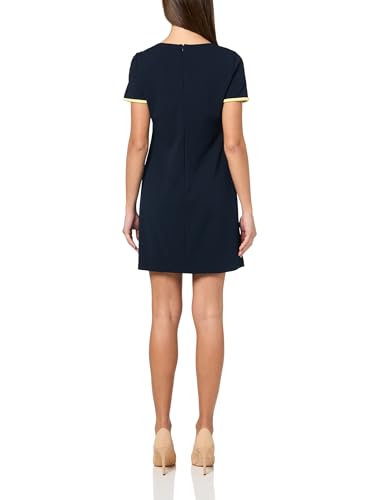 Image of Tommy Hilfiger Women's Short Sleeve Jewel Neck Contrast Piping Mini Shift Dress