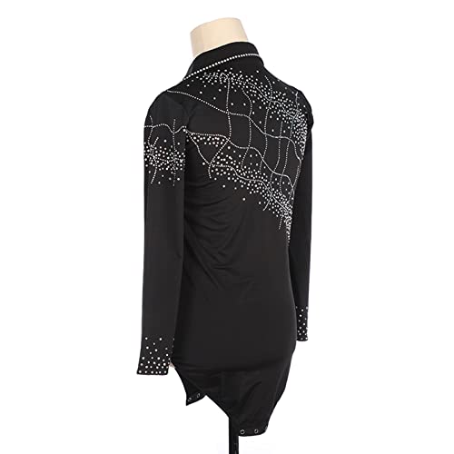 Roupas de patinação artística para meninos e homens, collant de manga longa de strass elegante traje