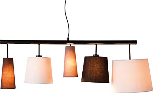 Preisvergleich Produktbild Kare Design Hängeleuchte Parecchi Black 140, moderne Stofflampenschirme (Schwarz, Weiß, Grau, Braun) Pendelleuchte für Esstisch, Design Wohnzimmerlampe (H / B / T) 160x152x50cm
