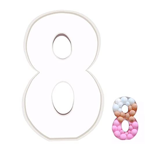 BEAHING Número 8 Balloon Box 28.74 Pulgadas Número 8 Llena de Globo Decorativo KT Box Box Número de Modelado Modelado de la Caja de Globos (no incluidos Globos) Números de marquesina
