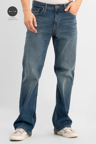 Image of SNITCH Men Jeans | Bootcut Fit with Relaxed Thigh & Clean Look | Stretchable Cotton Blend Denim for Casual Wear, College & Street Style | Machine Washable