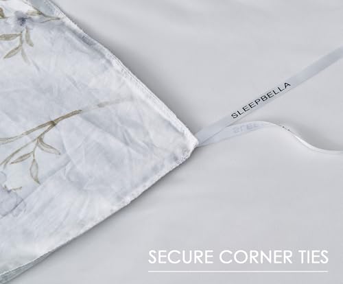 Image of SLEEPBELLA Reversible Duvet Cover King, Elegant Purple Blossom on White, Soft and Breathable