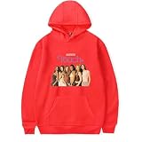OLLQSB Katseye Touch Merch Sudadera con Capucha para Hombre Y Mujer, Mangas Largas, Cómodas Y Elegantes, Estampadas,Rojo,XS