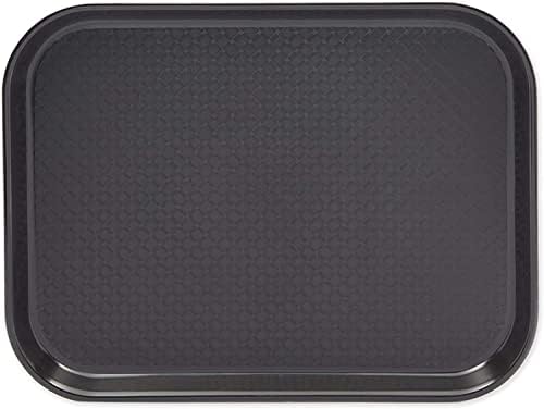 InnMart 12" x 16" Rectangular Restaurant Serving Trays, Non-Slip Food Service Tray (Black, Pack of 1)