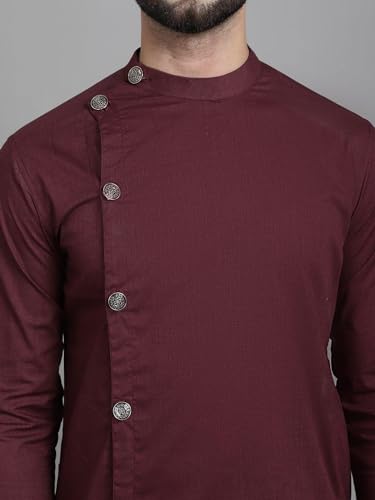 Image of Even Men's Collection Ethnic Wear Cotton Regular Sherwani Kurta with Asymetrical CutSWC-SLD011-WN2C-P