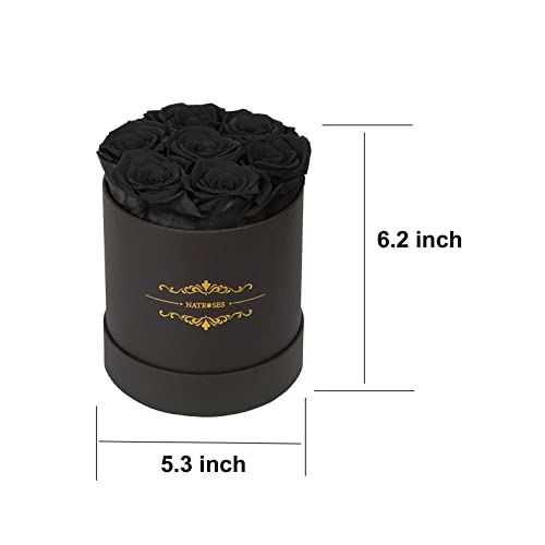 NATROSES Preserved Real Roses in a Box Roses That Last Up to 3 Years, Long Lasting Roses Gifts for Her, Valentines Day Gifts for Her (Black)