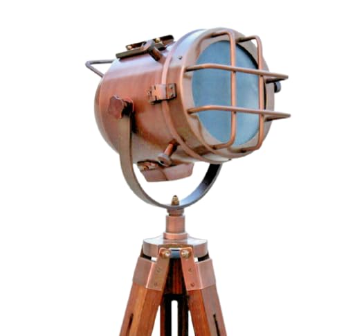 Nautical Studio Floor Lamp Tripod Searchlight Home Decor Spot Light Copper Lamp