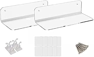 UJEAVETTE 2x2x Acrylic Floating Wall Rack Small Display Shelf for Wireless Speaker Clear