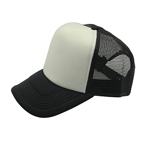 Craftman High Crown Foam Front Mesh Back Classic Trucker Hat with Adjustable Snapback for men and women(Black/White)
