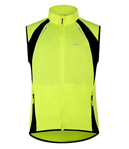 Outto Men's Cycling Vest High Visibility Sleeveless Running Jacket(Xx-Large, 19-B8- Yellow-Green) #TOP6