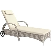 Outsunny ligstoel voor ligstoel, groot comfort: Matras, hoofdsteun, verstelbare helling Multiposit...