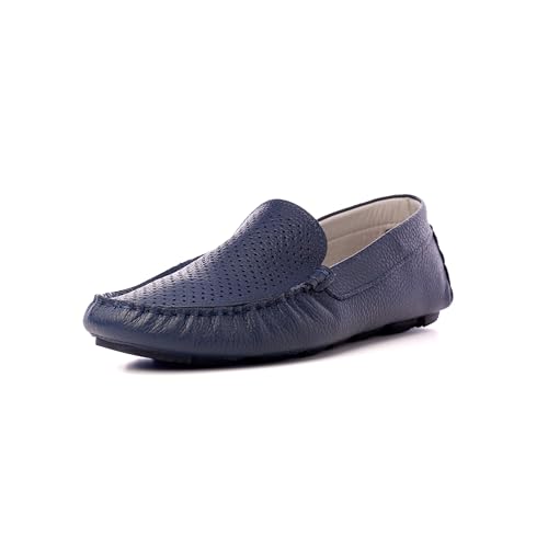 Nordan Herrenschuhe aus echtem Leder. Anzugschuhe Herren mit hohem Komfort. Bequeme Schuhe Herren zum Anzug und für den Alltag. 4424 dunkelblau 1801, 43