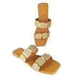 ZaHu flats for women stylish model fashion flat casual daily use beige cream white mustard yellow sandals open back flip flops for girls ladies slipper chappal footwear (Beige/Cream, 5)