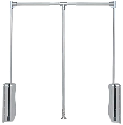 Gedotec Kleiderlift verstellbar Garderoben-Lift | 1 Stk Kleiderstange ausklappbar | Go Up | Silber Chrom - Garderobenstange Breiten-verstellbar 550-700 mm | Kleider-Lüfter klappbar | Wardrobelift