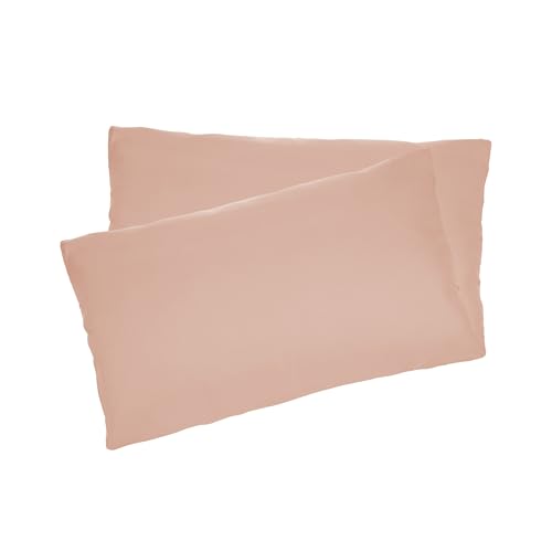 Juego de 2 Fundas Almohada, Funda Almohada 90x45cm, Protector de Almohada, 100% Microfibra, Cierre con Cremallera, Transpirable, Ultra Suave, Rosa Claro
