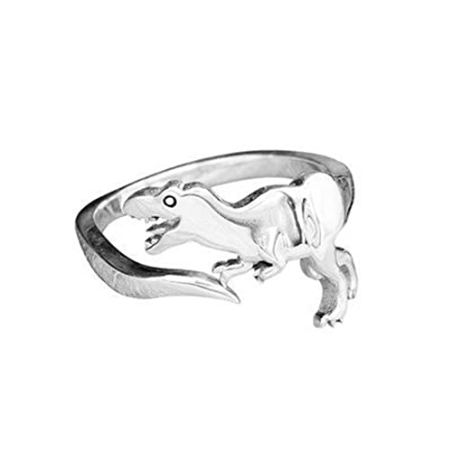 Dinosaur Rings, 4Pcs Cute Tyrannosaurus And Triceratops Adjustable Rings,Animal Jewelry, Jurassic Era Dinosaur Ring For Men Women Teen Girls Silver #TOP2