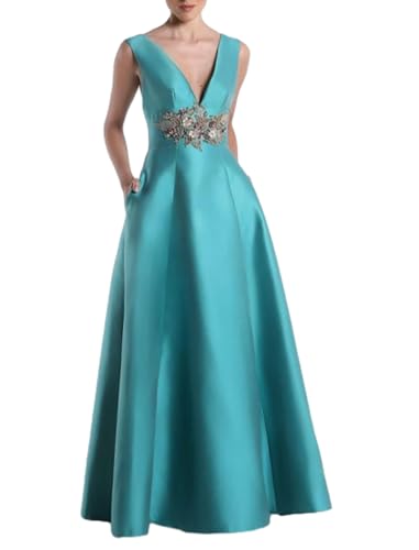 A-Line Elegant Floral Formal Party Dress V Neck Floor Length Sleeveless Prom Dress Sexy Fashion Appliques 2024