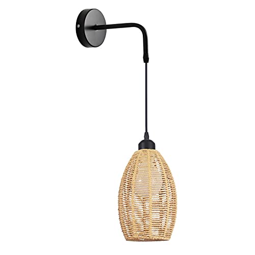 Applique murale en rotin fait main luminaire vintage noir