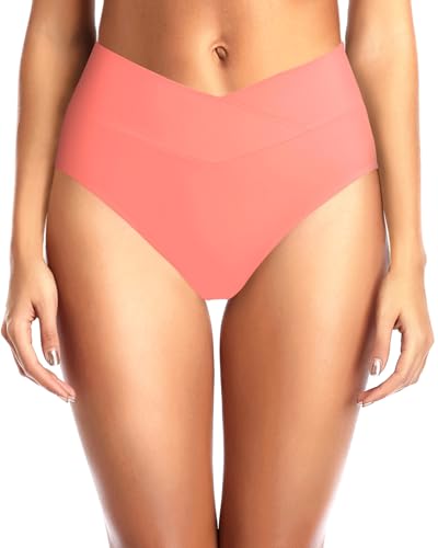 Image of Women V Cut Full Coverage Bikini Bottom - High Waist Swim Bathing Suit Bottoms Cross V Front Swimsuit