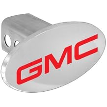 GMC Red Block Letters Emblem Metal Trailer Hitch Cover Plug 2 inch Post