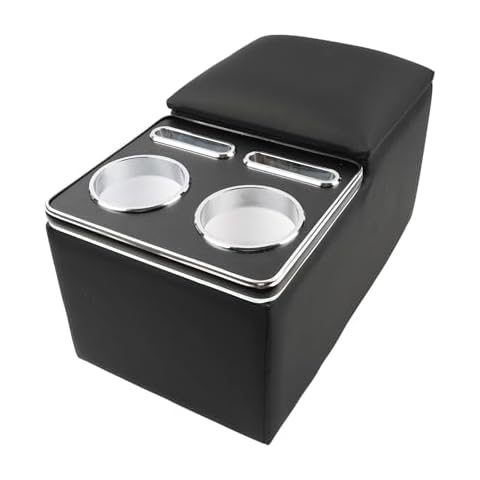 Universal Bench Seat Center Console, Center Console Organizer with Cup Holders, Designed for Durability and Style (Regular, Black) Cover
