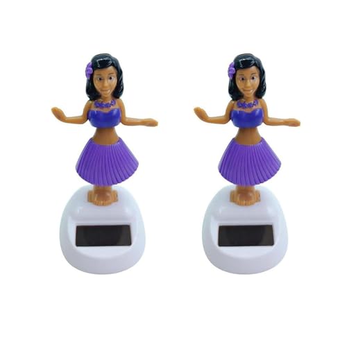 Calsgkspray 2Pcs Purple Solar Powered Dancing Hula Girl Dashboard Decorations Swinging Bobbleheads Collection Figurines for Auto Interior Home Decor Solar Power Kits
