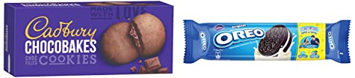 Image of Cadbury Biscuits Chocobakes Choc Filled Cookies, 75g - Pack of 10, Cadbury Biscuits Vanilla Creme Biscuit, 120 gm (Pack of 10)