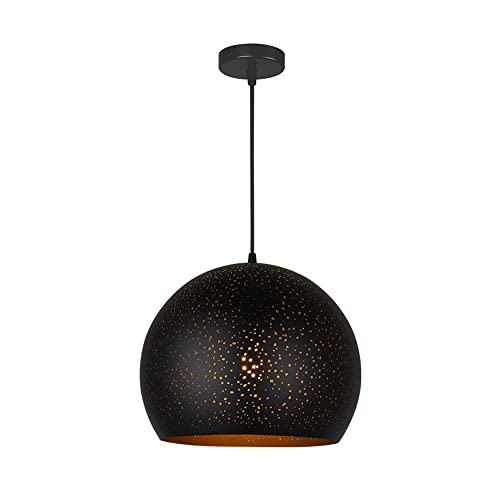 Chandelier boule de fer noire extérieur or intérieur style industriel nordique E27