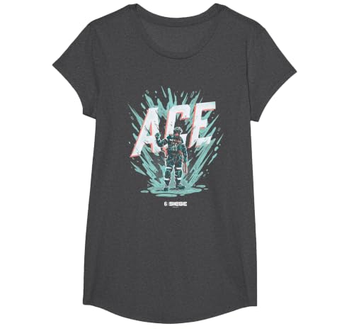 Six Siege ACE Officially Licensed T-Shirt, Girls, Dark Heather Grey, X-Small