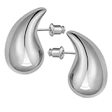 Silver Chunky Earrings S925 Sterling Silver Tear Drop Earrings Bottega Veneta Earring Dupes Silver Earrings Jewelry Open Hoops Lightweight Silver Drop Earrings With Sterling Silver Post For Women
