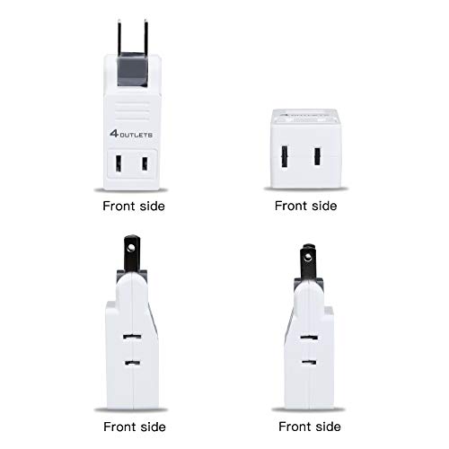 Sycon 2 Prong Swivel Wall Adapter, Electrical 4 Way Outlet Expander Plug, Multi Plug Extender Splitter, Multiple Ungrounded Mini Plug Wall Tap, Type A #TOP1