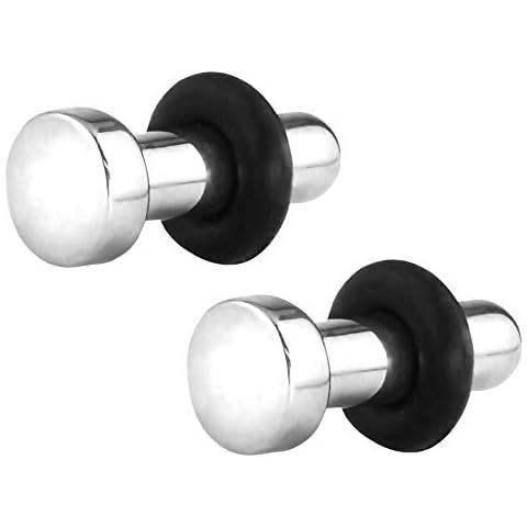Forbidden Body Jewelry Surgical Steel Earrings Flathead Industrial Earrings, Solid Plug Set 8G 3mm (Pair) Cover