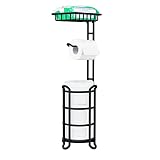 TreeLen Toilet Paper Holder Stand Tissue Paper Roll Dispenser with Shelf for Bathroom Storage Holds