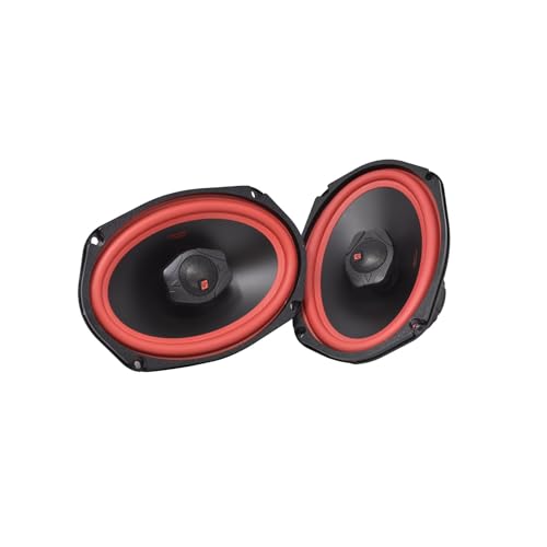 Cerwin Vega 6x9 inch 2-Way Coaxial Car Speakers Vega Series 500 Watts Power 4 Ohm Titanium Dome Tweeters Red Rubber Surround, Premium Car Audio System, 2 Units V469