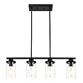 QueeuQ Kitchen Island Pendant Light,4-Light Dining Room Light Fixtures Over Table Vintage Black Flush Mount Ceiling Hanging Lighting with Glass Shade for Kitchen Island Dining Living Room