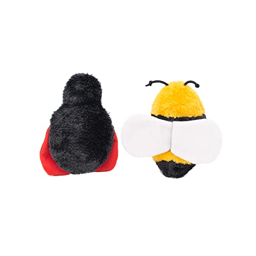 ZippyPaws Crinkle Toys - Interactive Dog Toys to Keep Them Busy, Squeaky Plush Pet Toy for All Breeds, Cute Gift for Small and Medium Dogs, Contains Round Squeakers - Bee and Ladybug, Pack of 2