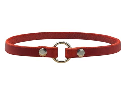 Markenhalsband 'Classic' aus Leder für Hunde- oder Steuermarken | dünn & leicht (Rot)