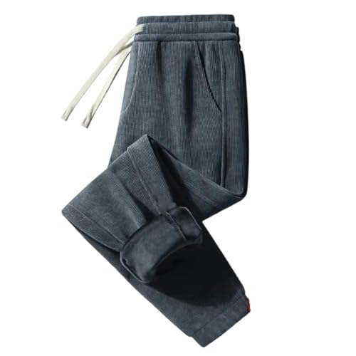 Men's Corduroy Thick Casual Pants Outdoor Warm Stretch Sports Joggers Bound Feet Sweatpants