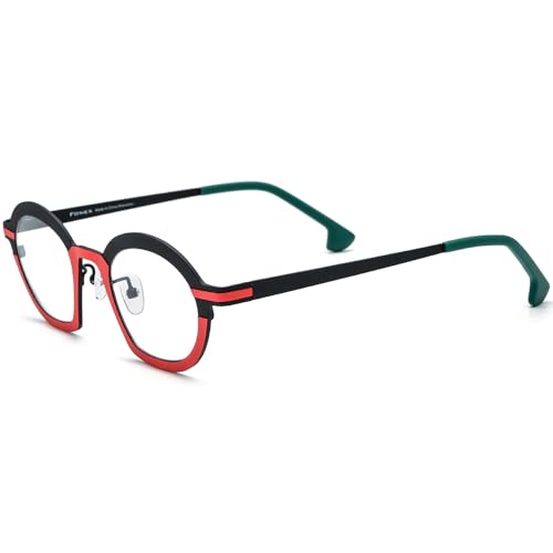 Image of FONEX Colorful Pure Titanium Glasses Frame Women Retro Round Eyeglasses